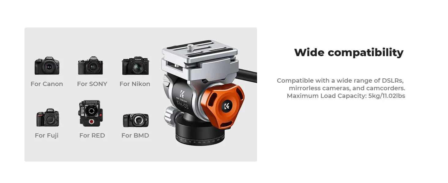 K&F CONCEPT OMNI FLUID VIDEO TRIPOD HEAD WITH MAX LOAD OF 5KG