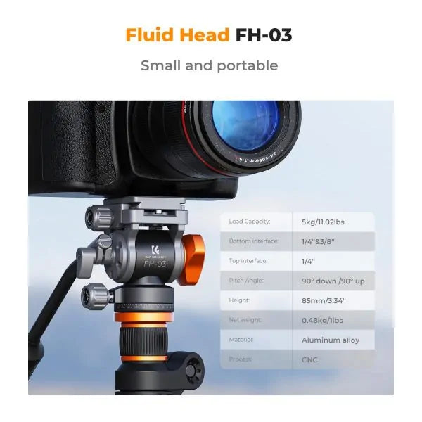 K&F CONCEPT OMNI FLUID VIDEO TRIPOD HEAD WITH MAX LOAD OF 5KG