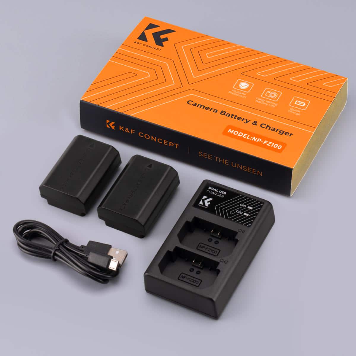 K&F CONCEPT BATTERY & CHARGER FOR SONY NP-FZ100