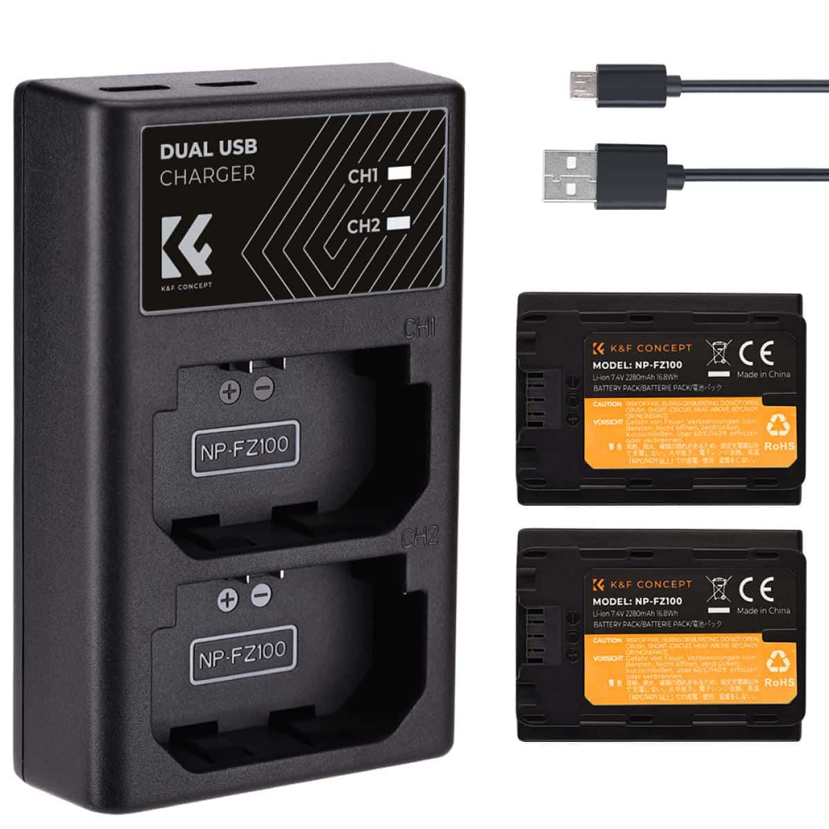 K&F CONCEPT BATTERY & CHARGER FOR SONY NP-FZ100