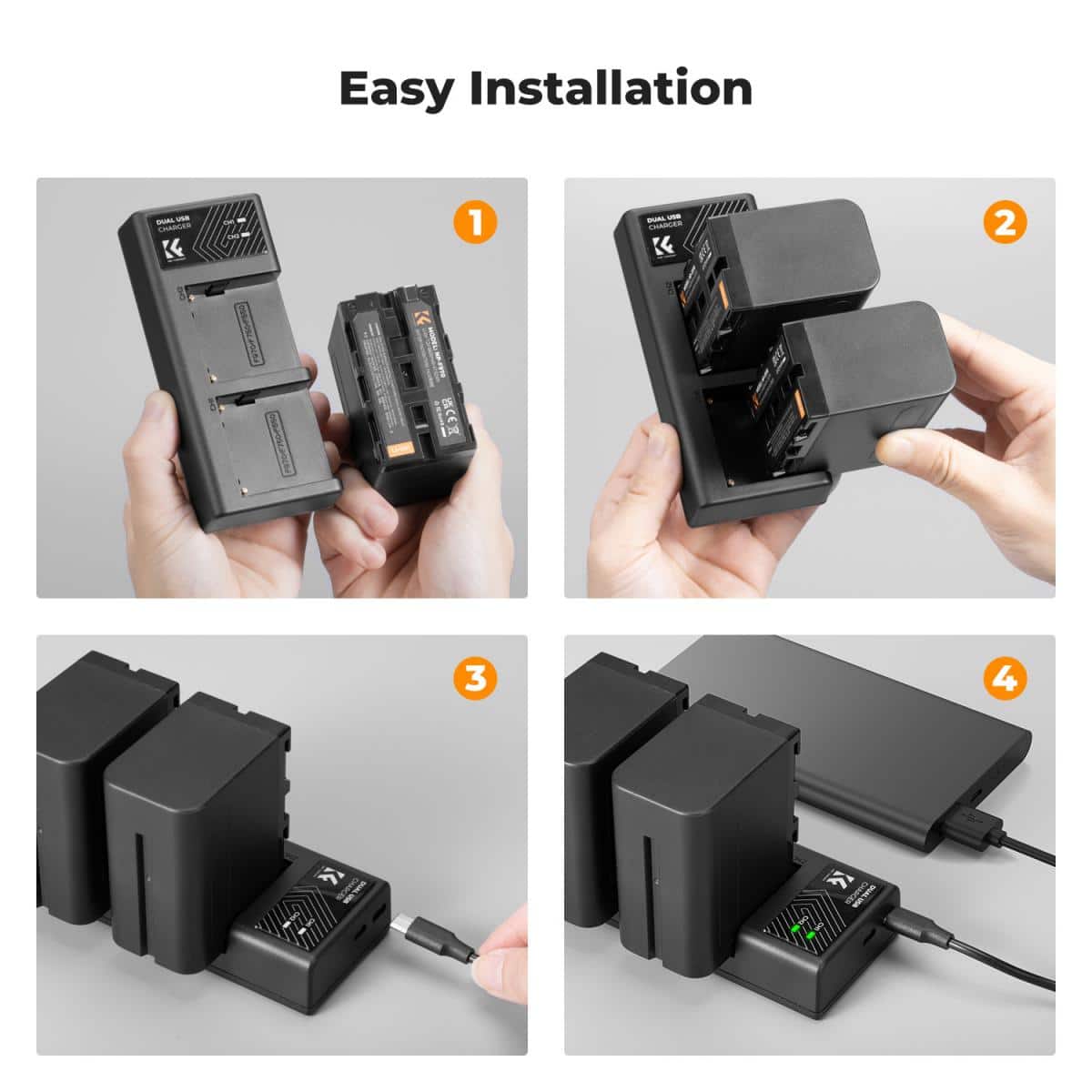 K&F CONCEPT BATTERY & CHARGER KIT FOR SONY NP-F970 2 BATTERIES & DUAL CHARGER
