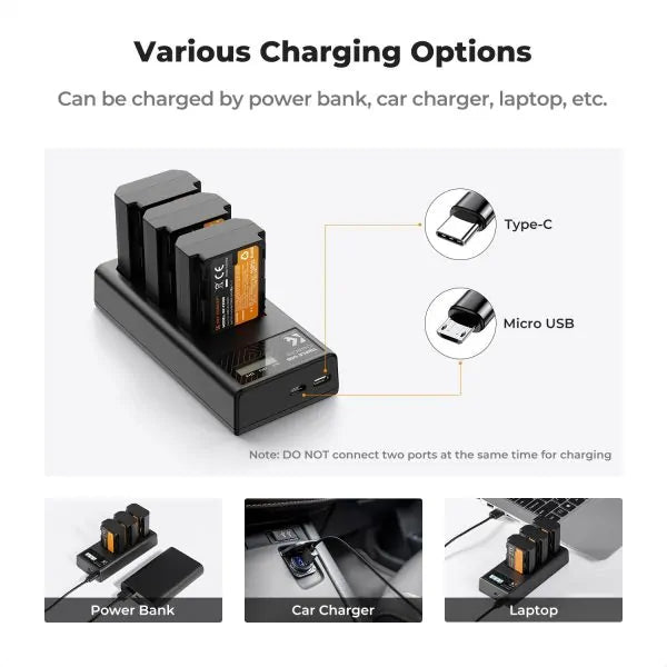 K&F SONY NP-FZ100 BATTERY KIT - 3 BATTERIES + TRIPLE CHARGER Camera tek