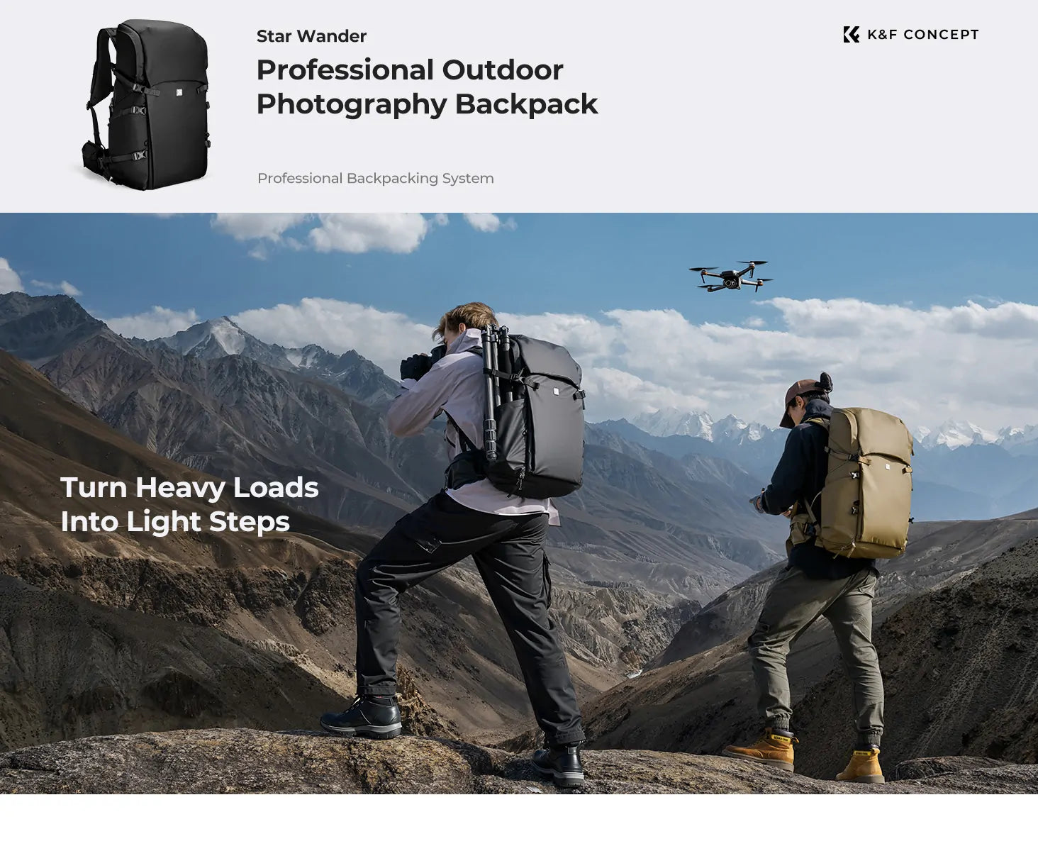 K&F STAR WANDER 40L ADVENTURE BACKPACK