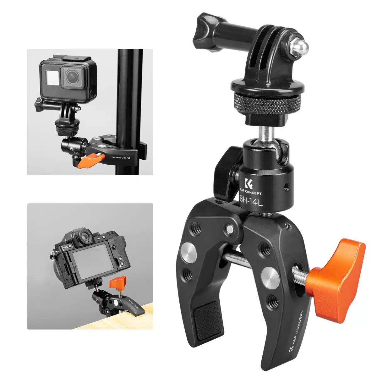 K&F SUPER CLAMP & BALL HEAD TO COLD SHOE OR 1/4" MOUNT