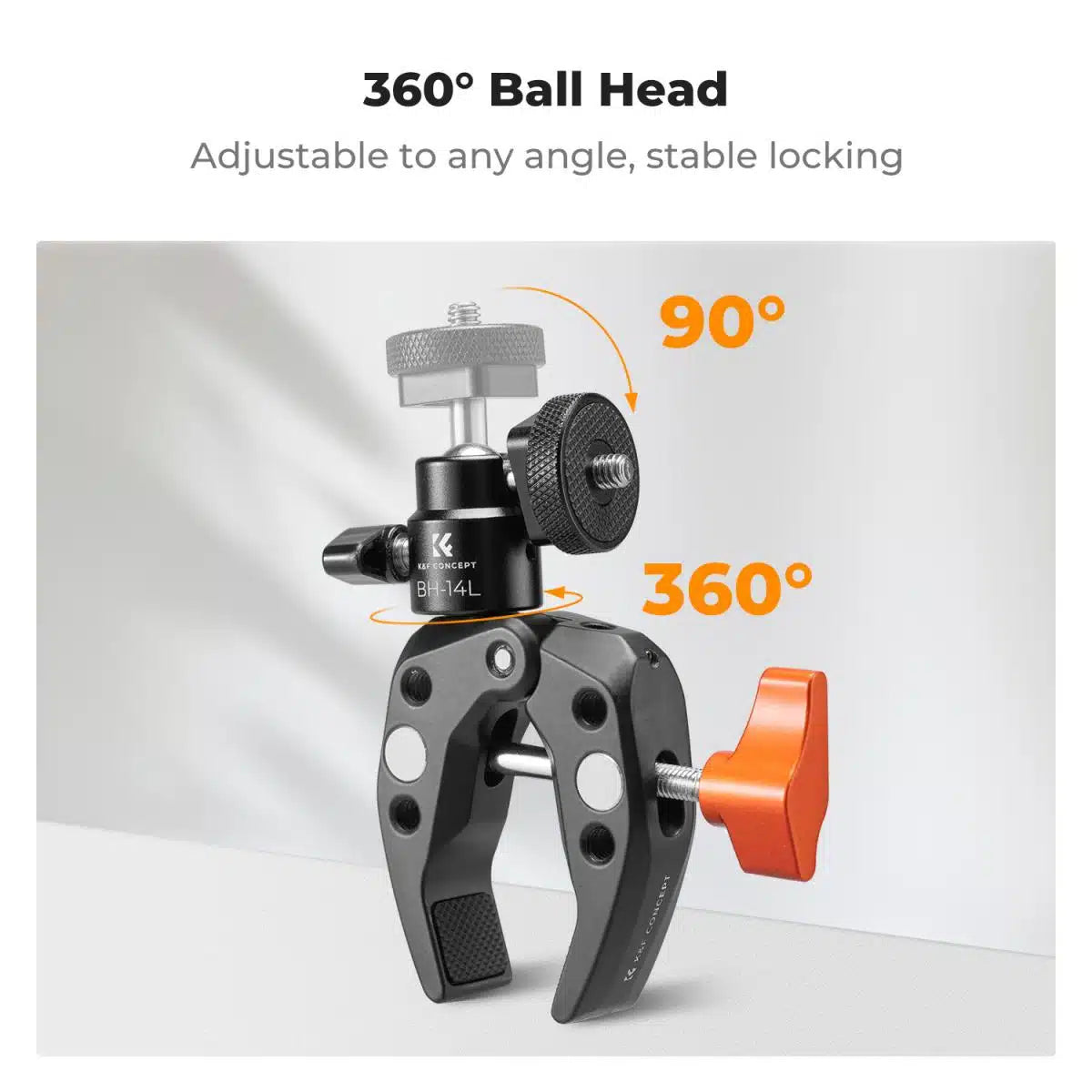 K&F SUPER CLAMP & BALL HEAD TO COLD SHOE OR 1/4" MOUNT