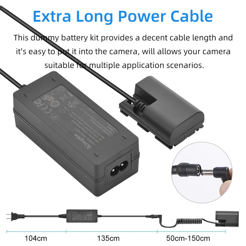 KINGMA DR-LPE6 LP-E6 CANON DUMMY BATTERY + AC POWER SUPPLY WITH PLUG Camera tek