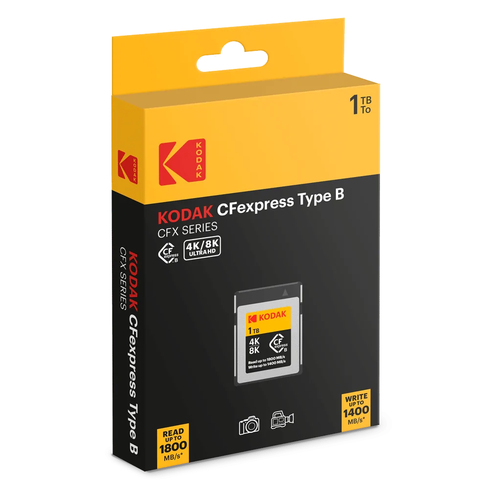 KODAK CFEXPRESS TYPE B 1TB 1800MB/S MEMORY CARD CFX SERIES FOR 3D OR 8K VIDEO WRITE SPEEDS