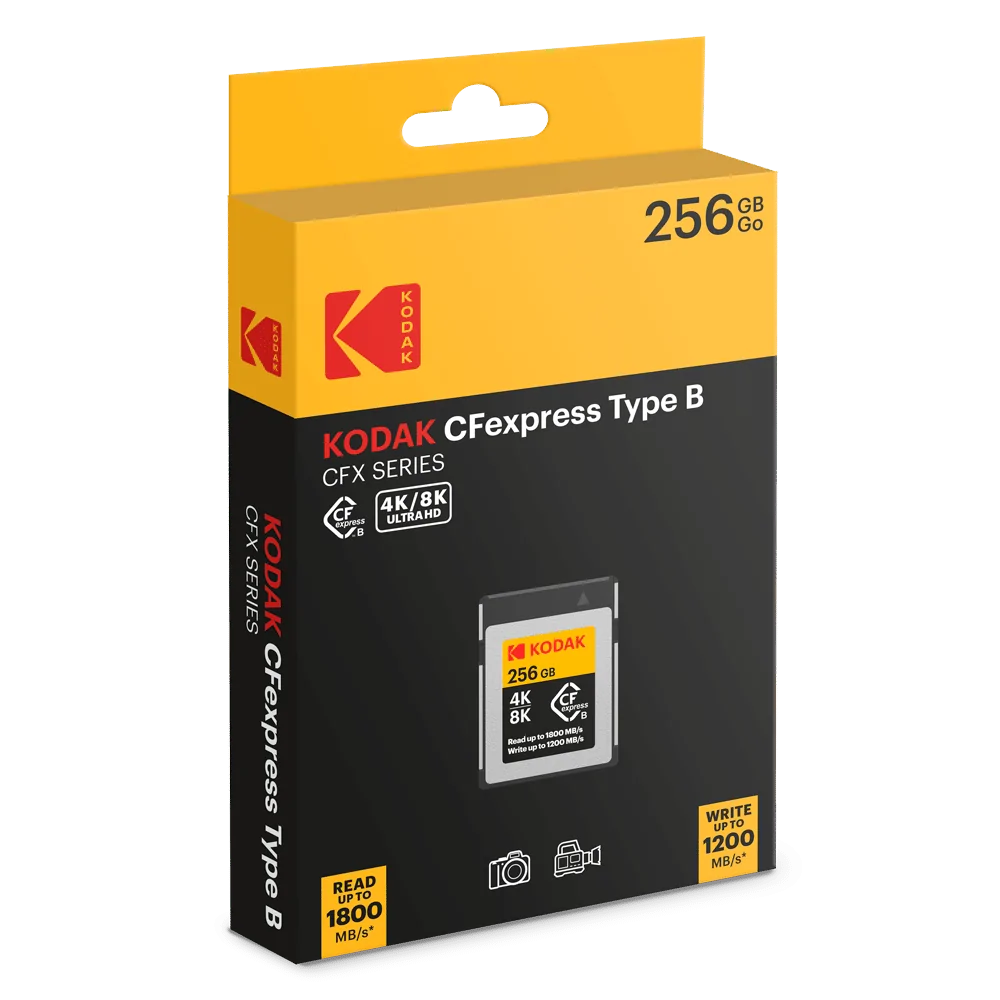 KODAK CFEXPRESS TYPE B CFX SERIES 256GB FOR 3D OR 8K VIDEO WRITE SPEEDS