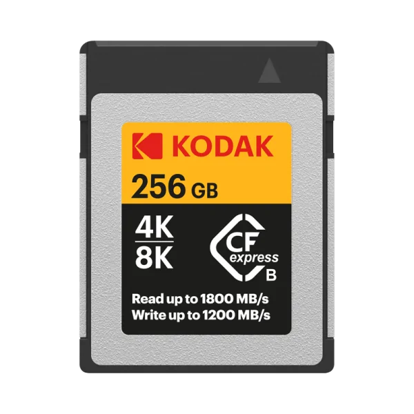 KODAK CFEXPRESS TYPE B CFX SERIES 256GB FOR 3D OR 8K VIDEO WRITE SPEEDS