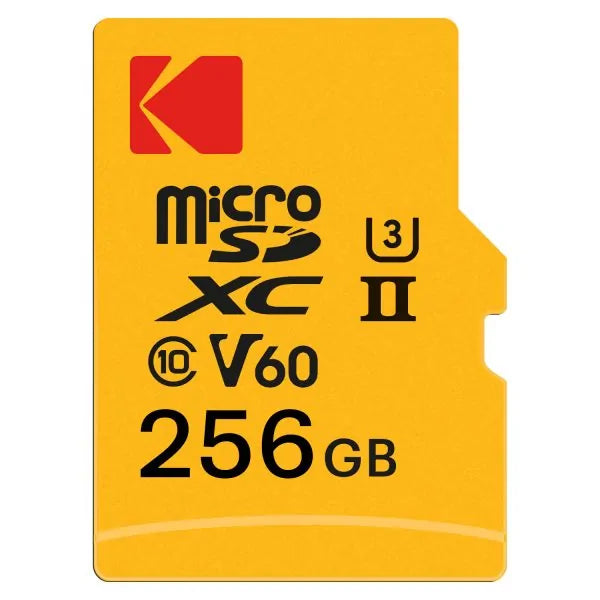 KODAK MICRO SD 256GB UHS-II U3 V60 MEMORY CARD ULTRA PRO PERFORMANCE FOR 4K OR 8K CAPTURE