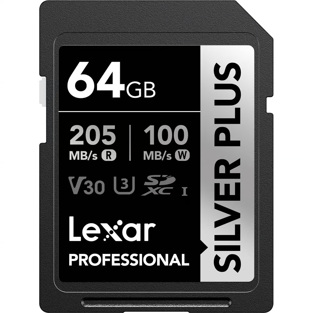 LEXAR PRO SDXC UHS-I 64GB MEMORY CARD SILVER PLUS SERIES