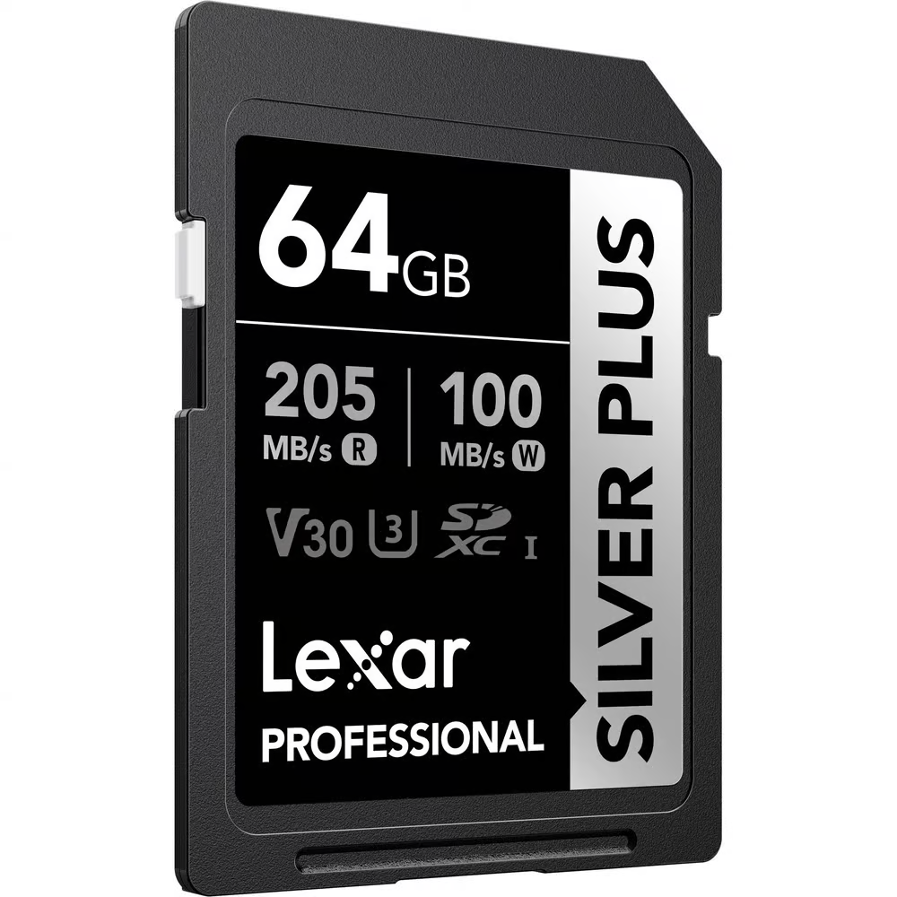 LEXAR PRO SDXC UHS-I 64GB MEMORY CARD SILVER PLUS SERIES