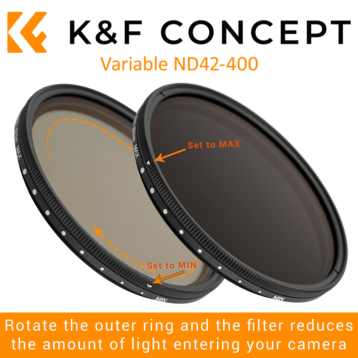 K&F CONCEPT VARIABLE ND2-400 HMC 43MM FILTER
