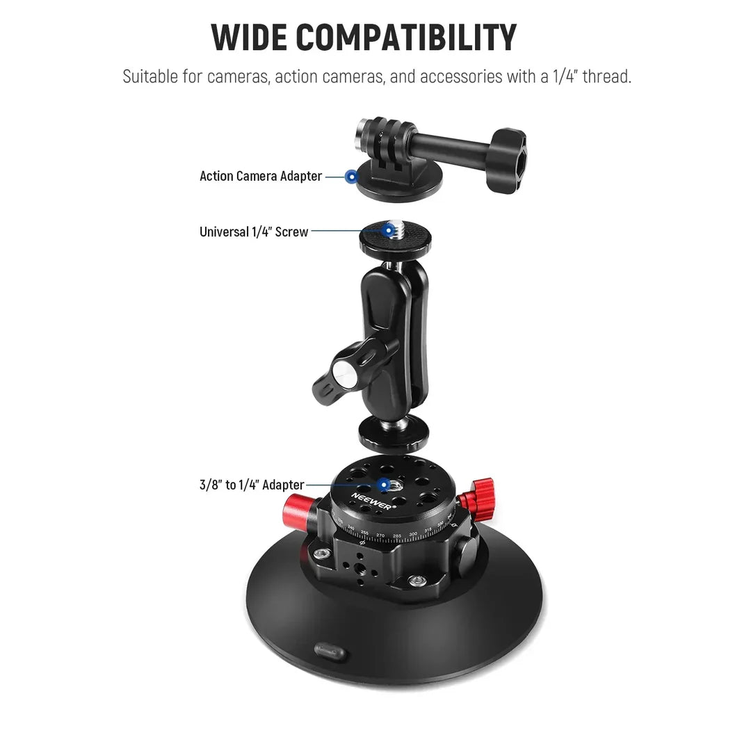 NEEWER CA013 6 INCH CAMERA SUCTION MOUNT WITH BALL HEAD MAGIC ARM