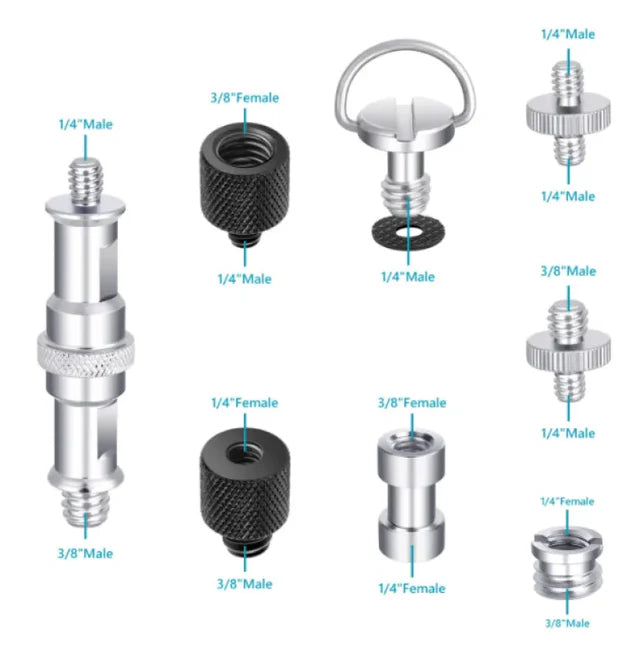 NEEWER CAMERA SCREW KIT 16 PIECES TRIPOD SCREW ADAPTER CONVERTER SPIGOT SCREW MOUNT PACK