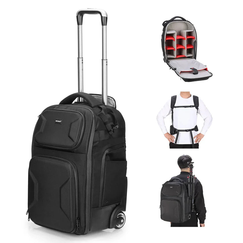NEEWER PB027 2-IN-1 TROLLEY PULL BAR ROLLING CAMERA BACKPACK BAG