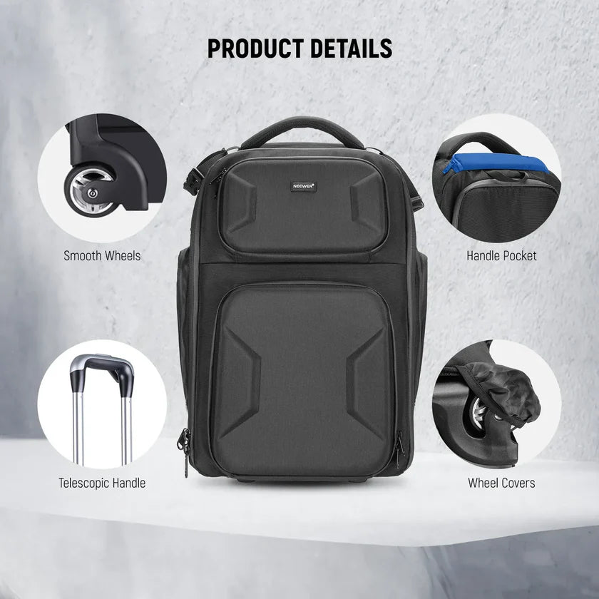 NEEWER PB027 2-IN-1 TROLLEY PULL BAR ROLLING CAMERA BACKPACK BAG