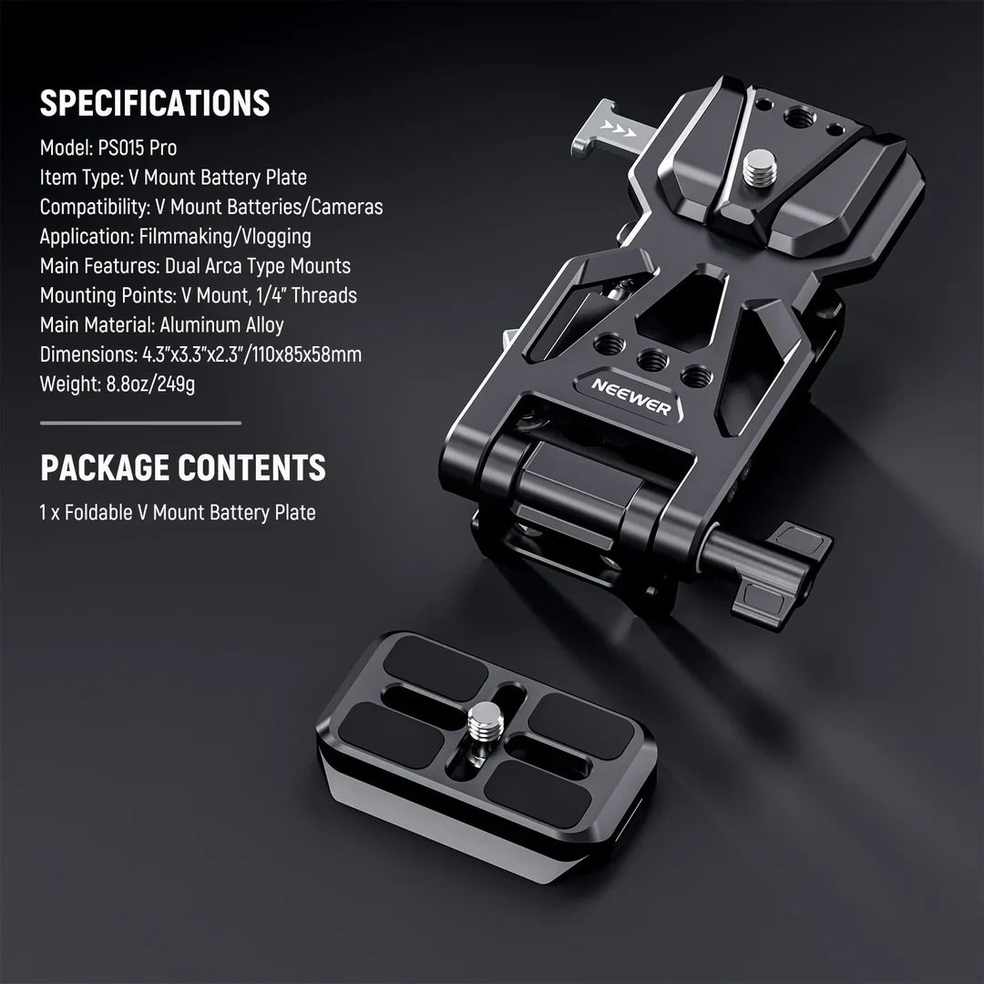 NEEWER PS015 PRO LIGHTWEIGHT L-SHAPED V LOCK BATTERY PLATE WITH ARCA BASEPLATE