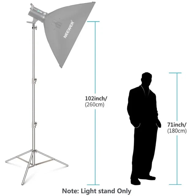 NEEWER ST-260SS 260CM HEAVY DUTY SILVER SS SPRING - CUSHIONED LIGHT STAND