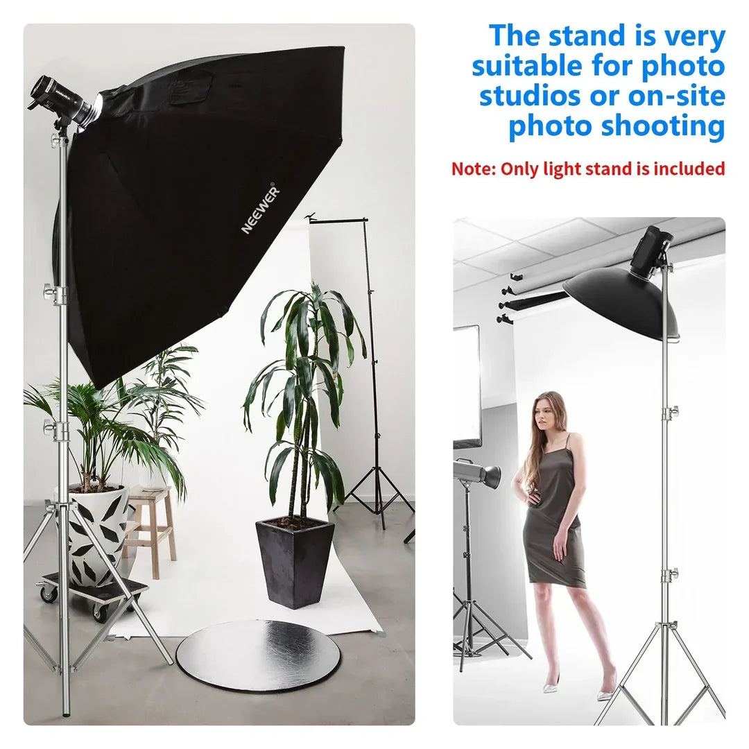 NEEWER ST-300SS 300CM HEAVY-DUTY SILVER S/STEEL SPRING CUSHIONED LIGHT STAND