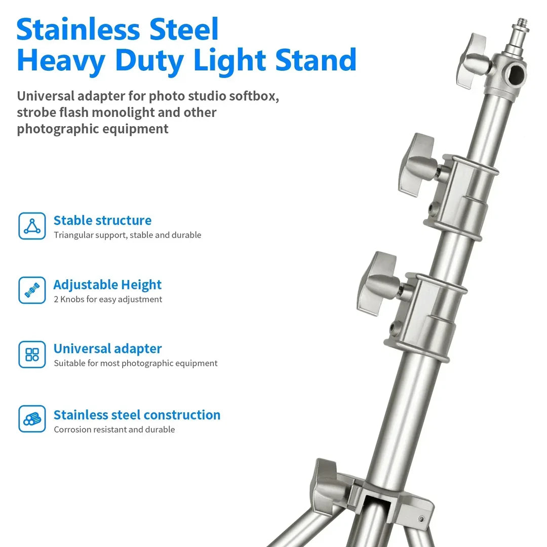 NEEWER ST-300SS 300CM HEAVY-DUTY SILVER S/STEEL SPRING CUSHIONED LIGHT STAND