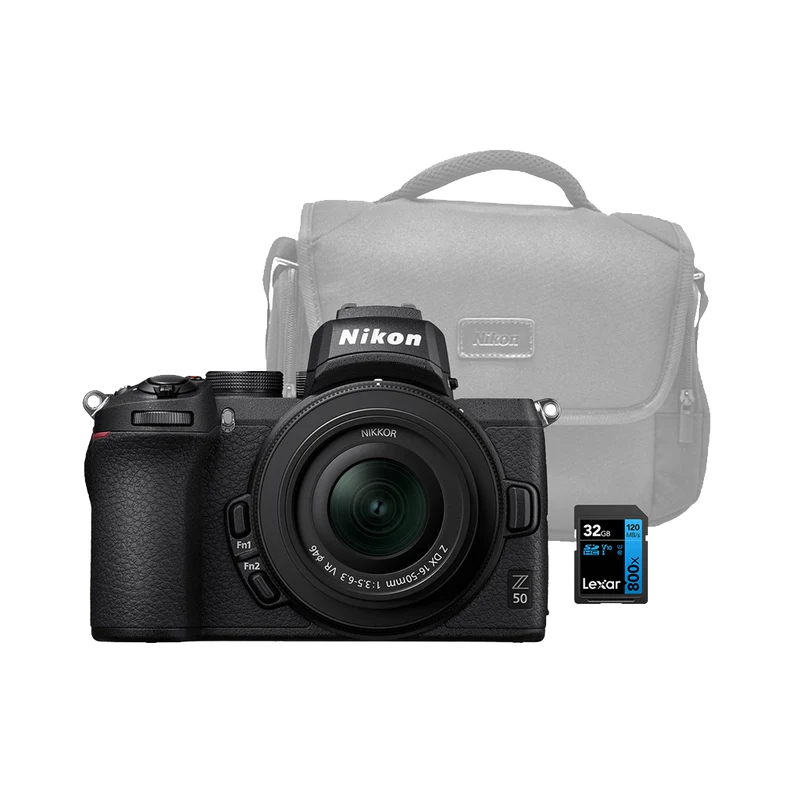 NIKON Z50 + 16-50MM VR DX + CAMERA BAG + 32GB CARD