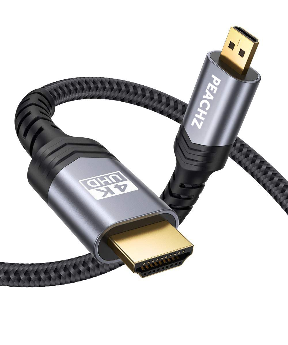 PEACHZ MICRO HDMI TO HDMI CABLE 2M 4K 60HZ NYLON BRAIDED HIGH-SPEED CABLE