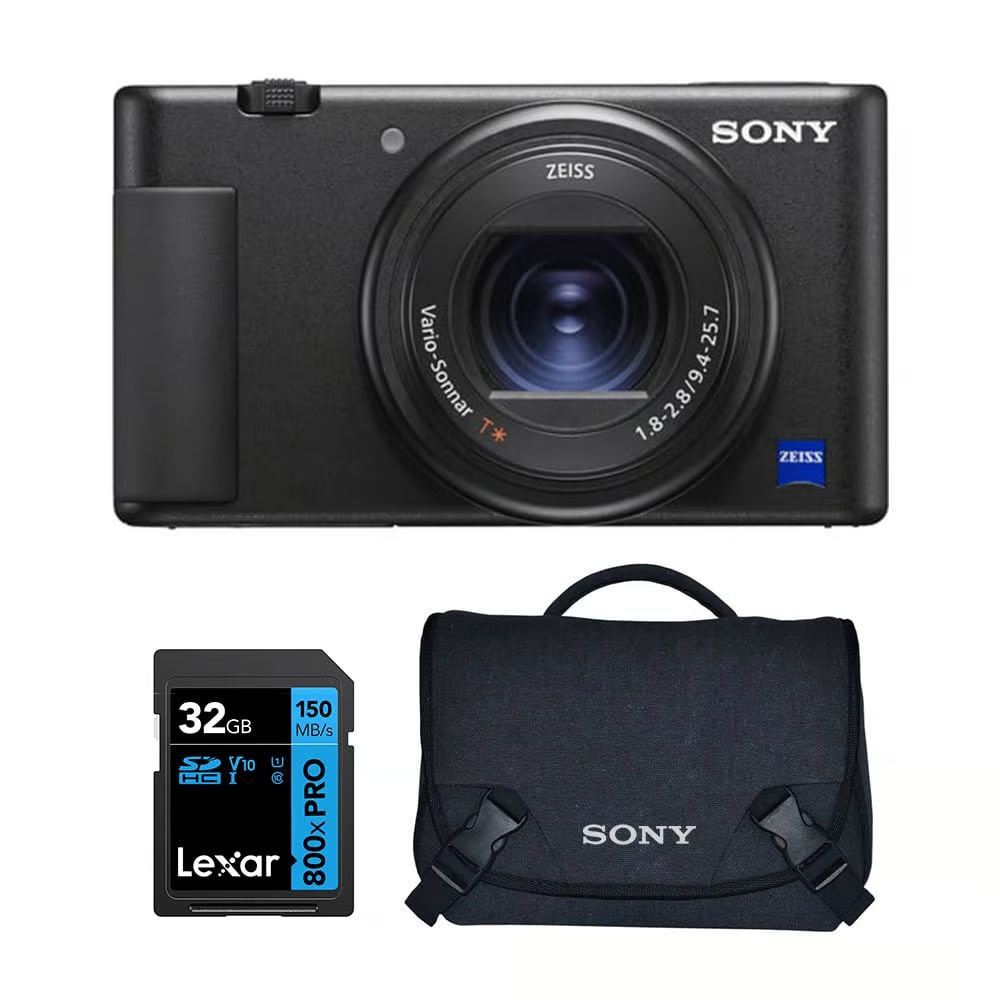 Sony ZV-1 Digital Camera (Black) + Free 32GB Lexar Card + Sony Bag