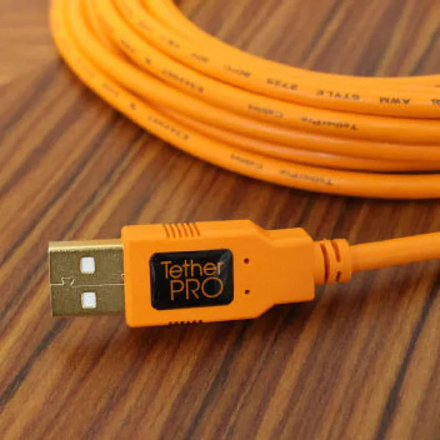 TETHERTOOL THETHERPRO CAMERA TETHER CABLE USB 3.0 USB-C CABLE 4.6M ORANGE (CUC3212-ORG