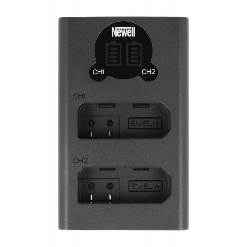 Newell Dual Channel USB-Charger + Batteries for Nikon EN-EL14 Camera tek