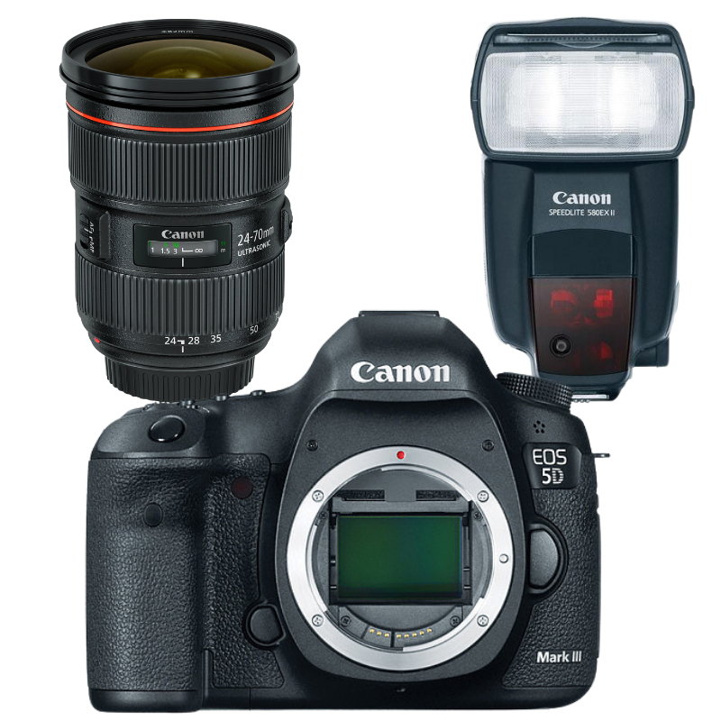 Rental ESSENTIAL KIT GOLD – Canon 5D MKIII + EF 24-70mm f/2.8L II USM + 580EX II Flash Rental - From R1140 P/Day Camera tek