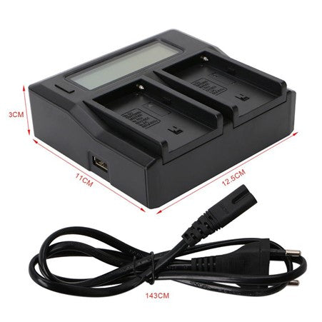 GPB Dual Charger with LCD Display for Sony NP-F550, NP-F750 & NP-F970 Batteries Camera tek