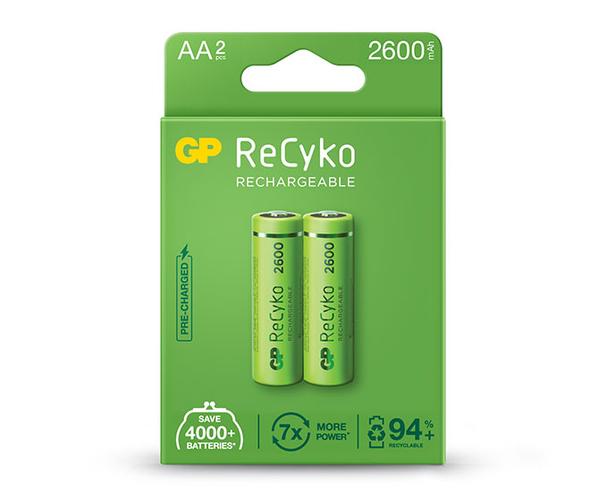 GP ReCyko battery 2600mAh AA (2 battery pack) Camera tek
