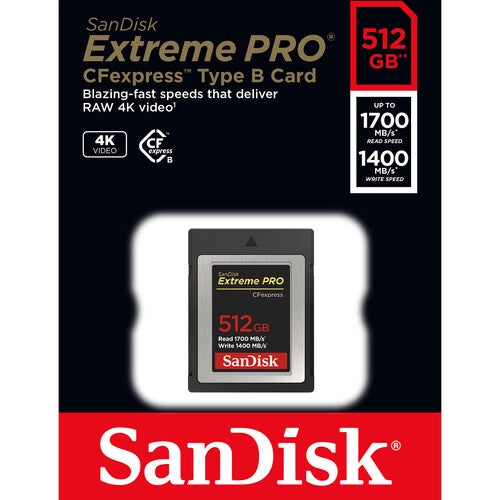 SanDisk 512GB Extreme PRO CFexpress Card Type B Camera tek