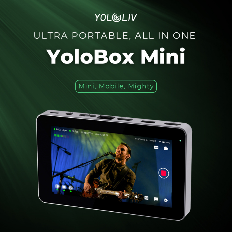 YoloLiv YoloBox Mini Ultra-Portable All-in-One Smart Live Streaming Encoder & Monitor Camera tek