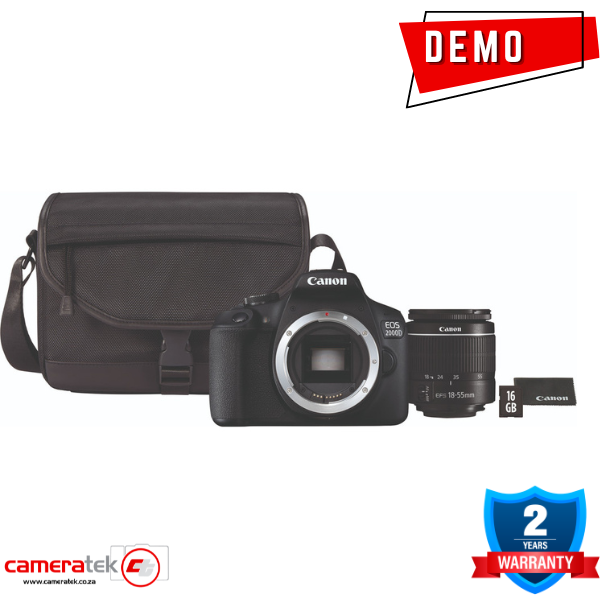 CANON EOS 2000D DSLR Camera Starter Kit + 18-55mm f3.5-5.6 IS II Lens + Camera bag + SD Card - Demo Camera tek