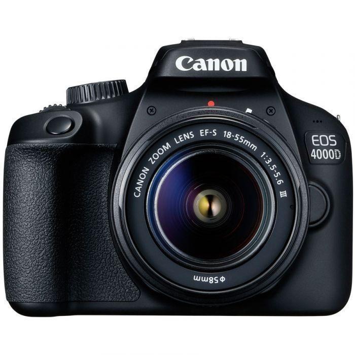 Canon EOS 4000D DSLR with EF-S 18-55mm DC III & EF 75-300mm f/4-5.6 III Camera tek