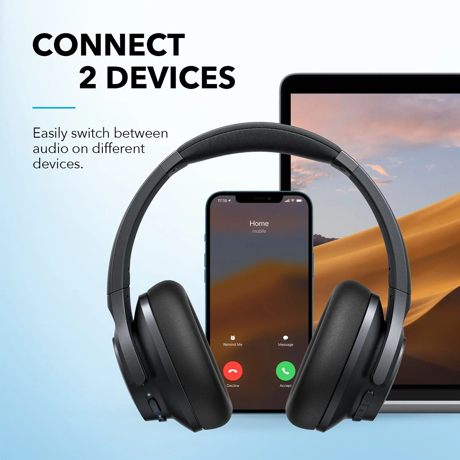 Anker Soundcore Life Q20+ Wireless Headphones - Black Camera tek