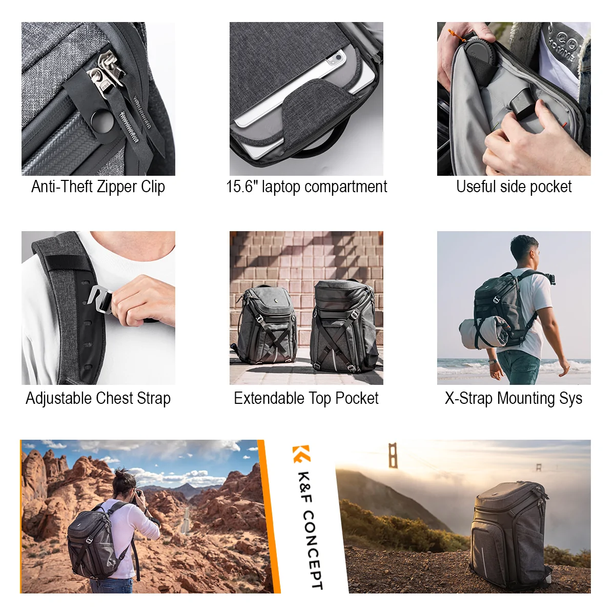 K&F Concept Exec-Shooter the Premium Choice in Camera Backpacks | KF13.105 Camera tek