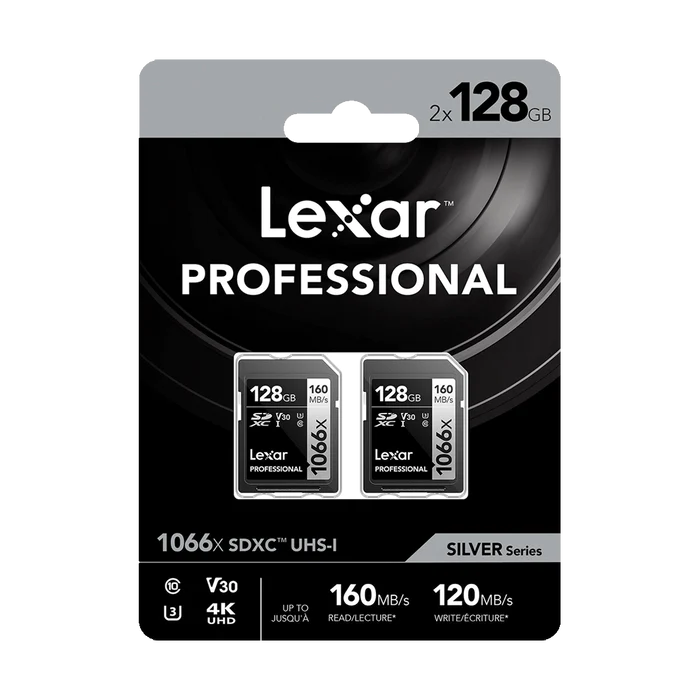 Lexar 128GB Professional 1066x UHS-I SDXC Memory Card 160MB/s Twin Pack Camera tek