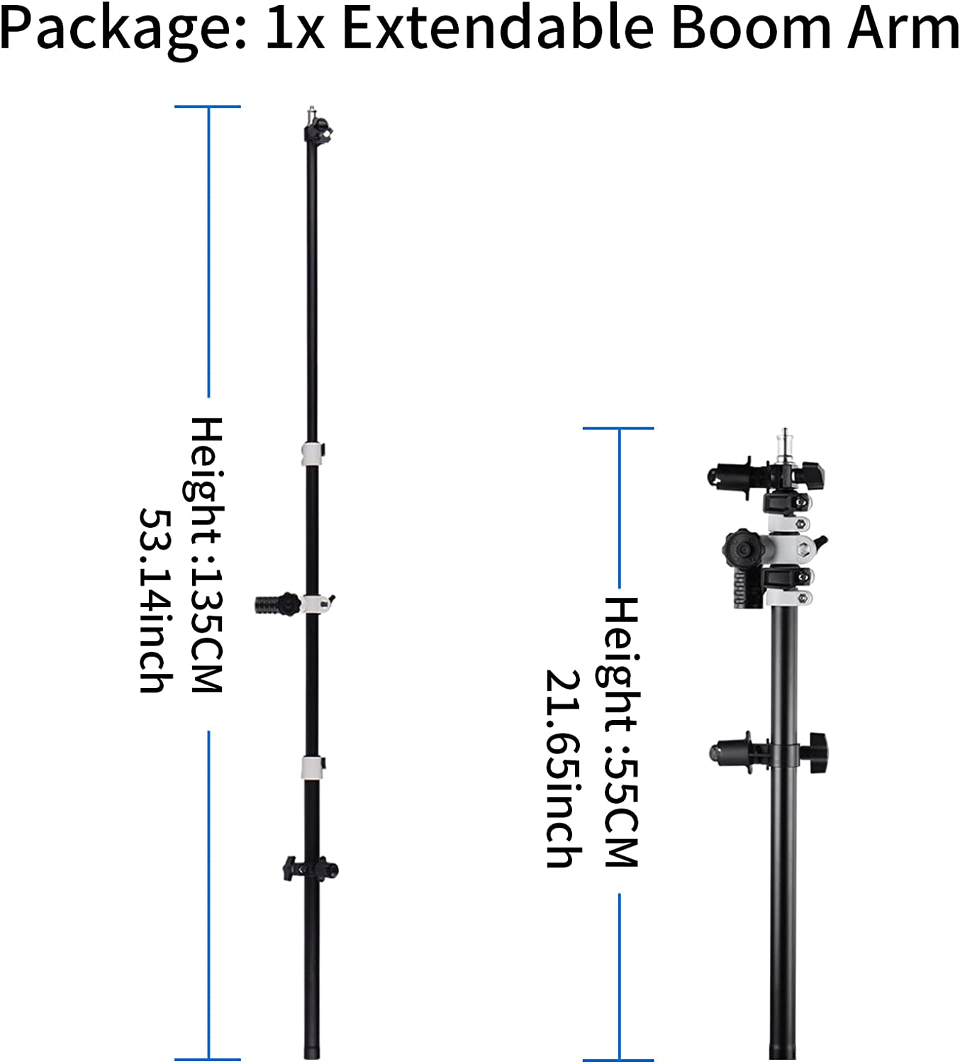 Telescopic Reflector Holder Extendable Boom Arm with 360 Degree Swivel & Adjustable Length Camera tek